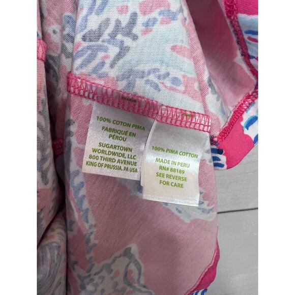 Lilly Pulitzer Monterey Dress Pima Cotton Capri Pink Samba Coral Print Large L - Picture 4 of 6